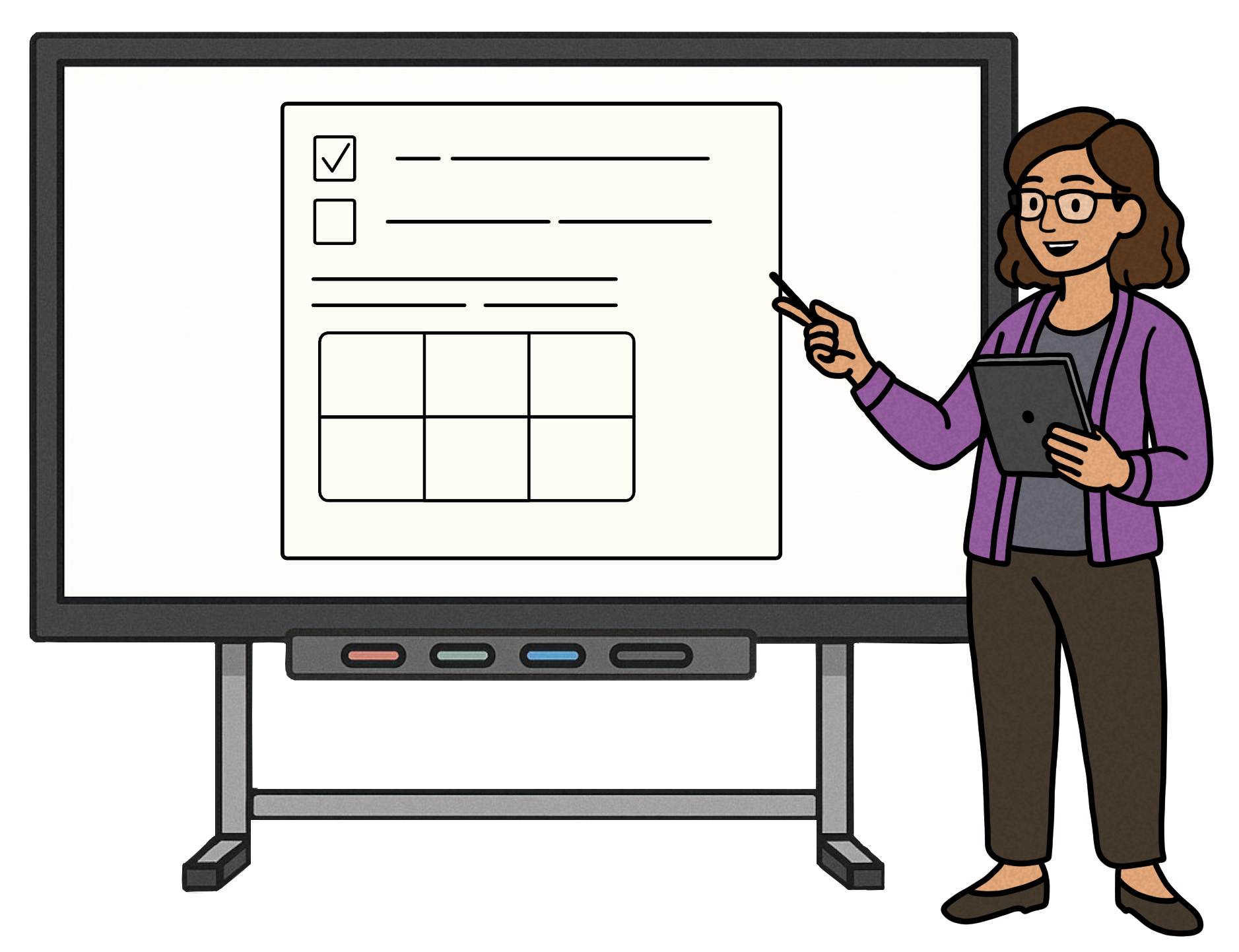 Lehrerin überträgt Dateien per Tablet auf das Whiteboard
